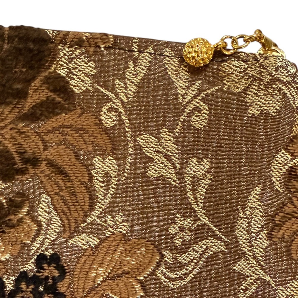 Vtg Crown Lewis Tapestry Wristlet Clutch Lampo Zipper Floral Velvet Brocade - Picture 6 of 8